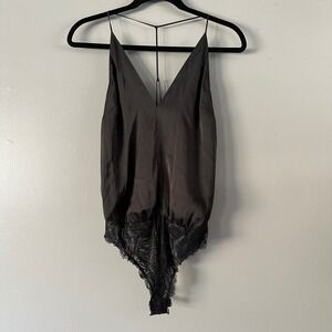 Express‎ Satin and Lace Body Suit | Black